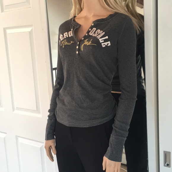 Cute Aeropostale New York Gray Waffle LS T-Shirt - Picture 3 of 3